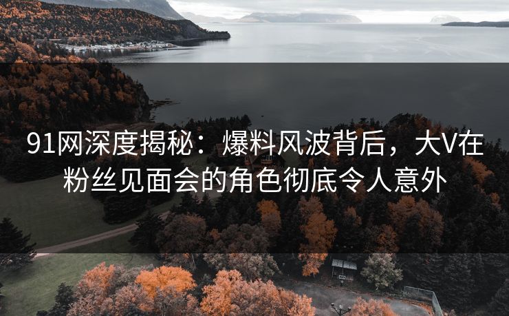 91网深度揭秘：爆料风波背后，大V在粉丝见面会的角色彻底令人意外