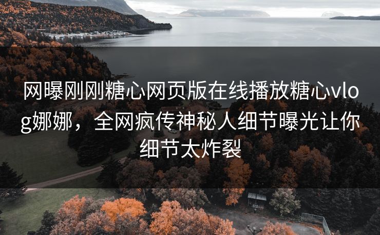网曝刚刚糖心网页版在线播放糖心vlog娜娜，全网疯传神秘人细节曝光让你细节太炸裂