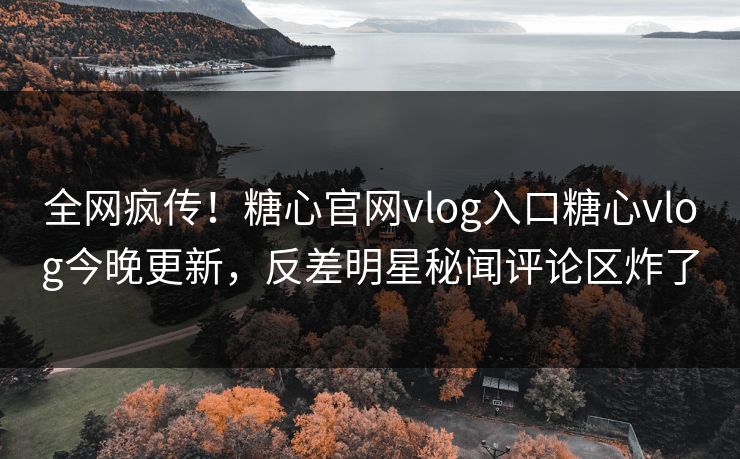 全网疯传！糖心官网vlog入口糖心vlog今晚更新，反差明星秘闻评论区炸了