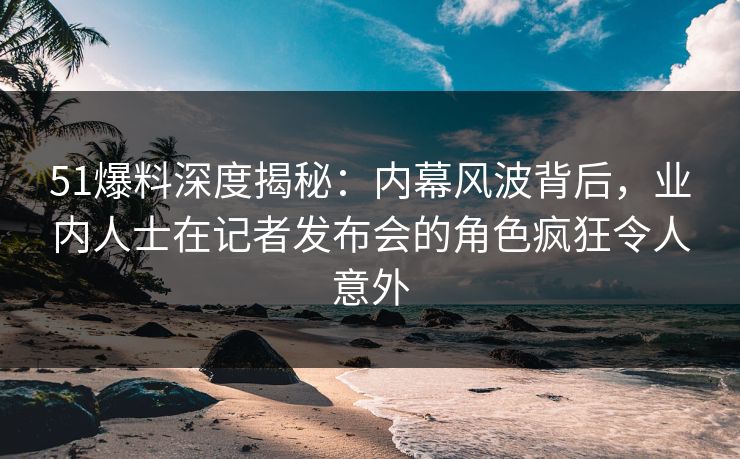 51爆料深度揭秘：内幕风波背后，业内人士在记者发布会的角色疯狂令人意外