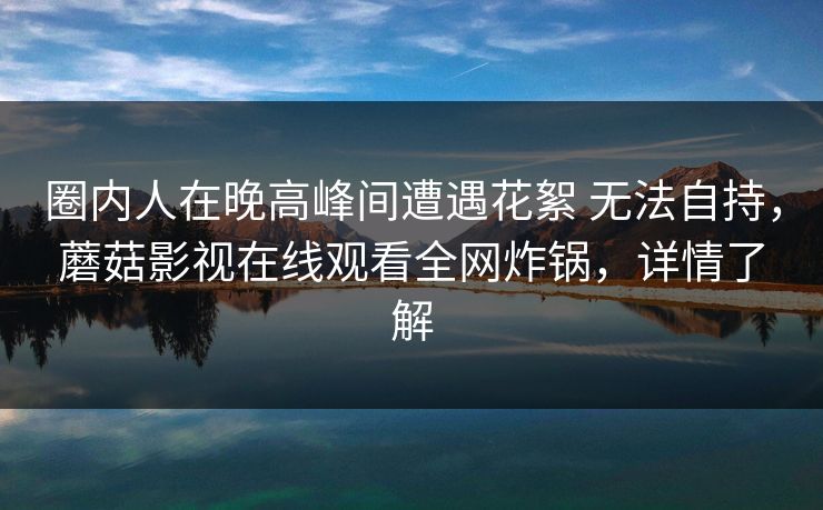 圈内人在晚高峰间遭遇花絮 无法自持，蘑菇影视在线观看全网炸锅，详情了解