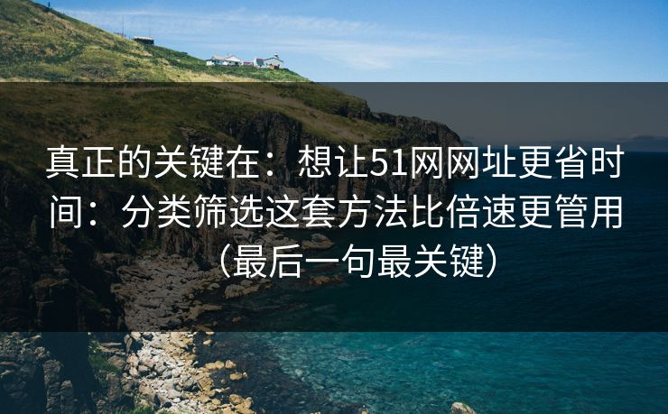 真正的关键在：想让51网网址更省时间：分类筛选这套方法比倍速更管用（最后一句最关键）