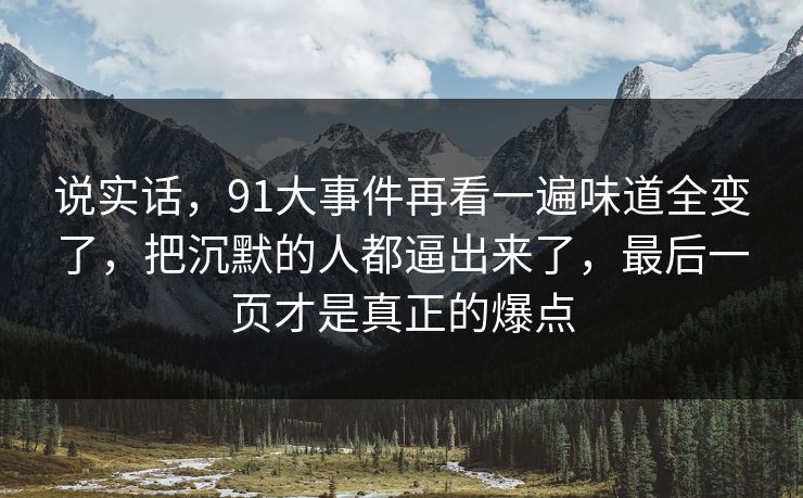说实话，91大事件再看一遍味道全变了，把沉默的人都逼出来了，最后一页才是真正的爆点